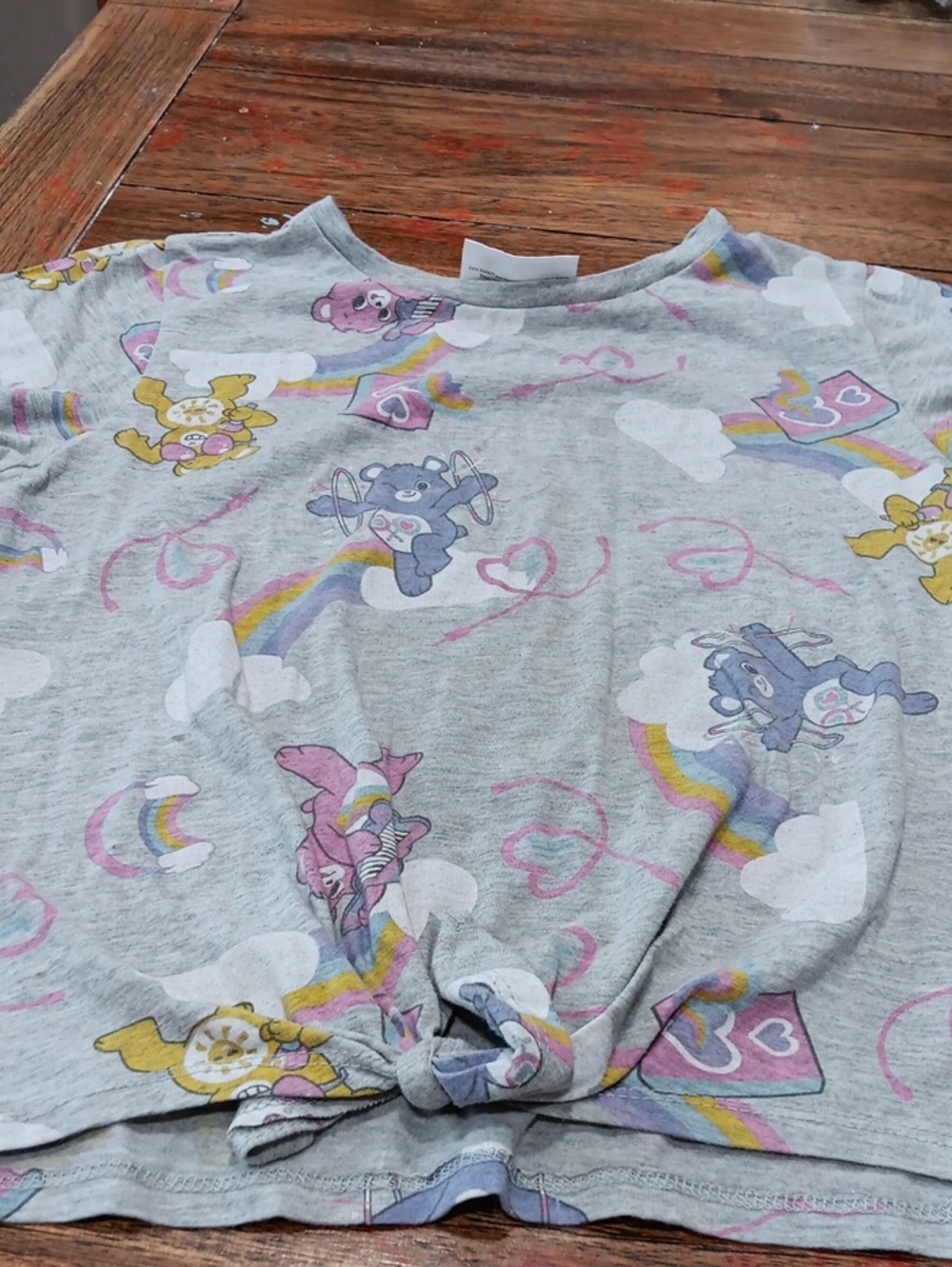 Care Bears Gray Crewneck with Pink Heart Print